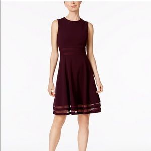 New Calvin Klein Illusion-Trim Fit & Flare Dress